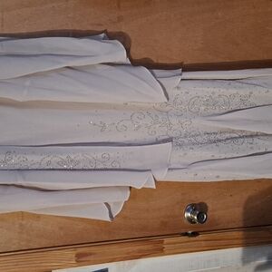 R&M Richards Cream Midi Dress with Silver Accents